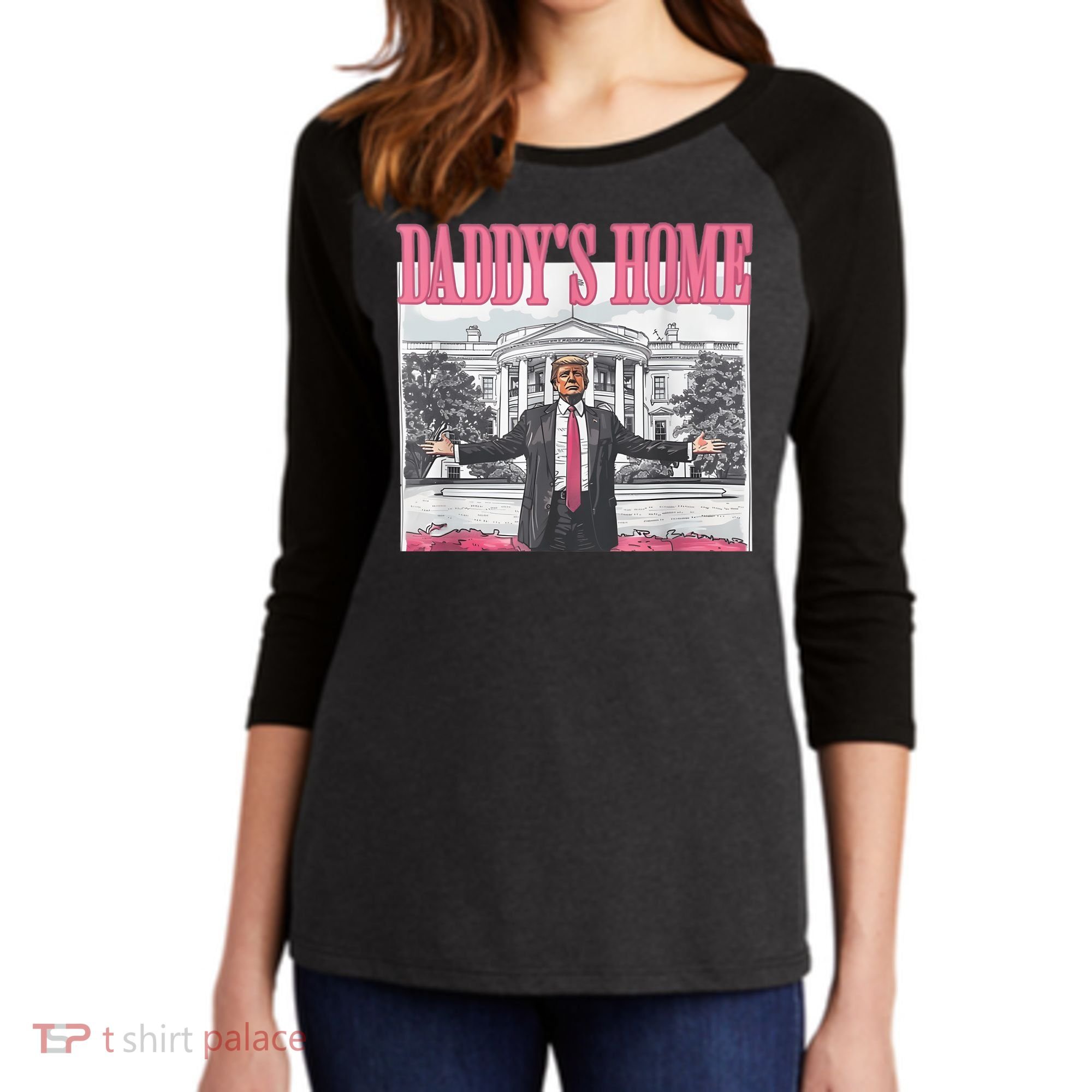 Daddys Home Vote Donald Trump 2024 Election Women's Tri-Blend 3/4-Sleeve Raglan Shirt