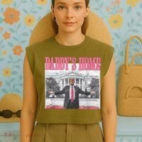 Daddys Home Vote Donald Trump 2024 Election Garment-Dyed Women's Muscle Tee thumb 4
