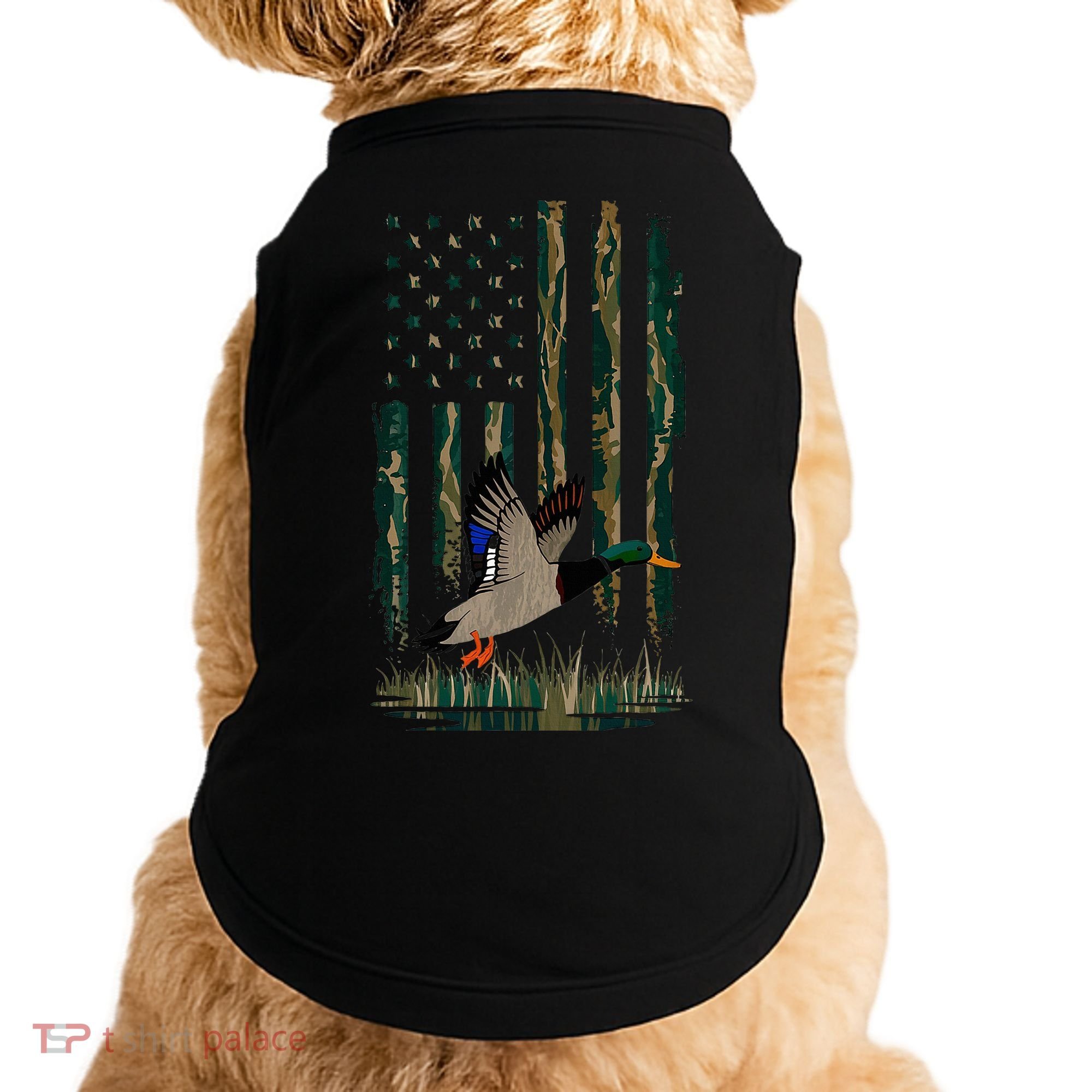 Duck Hunting Waterfowl Hunters Camo Flag Doggie Tank