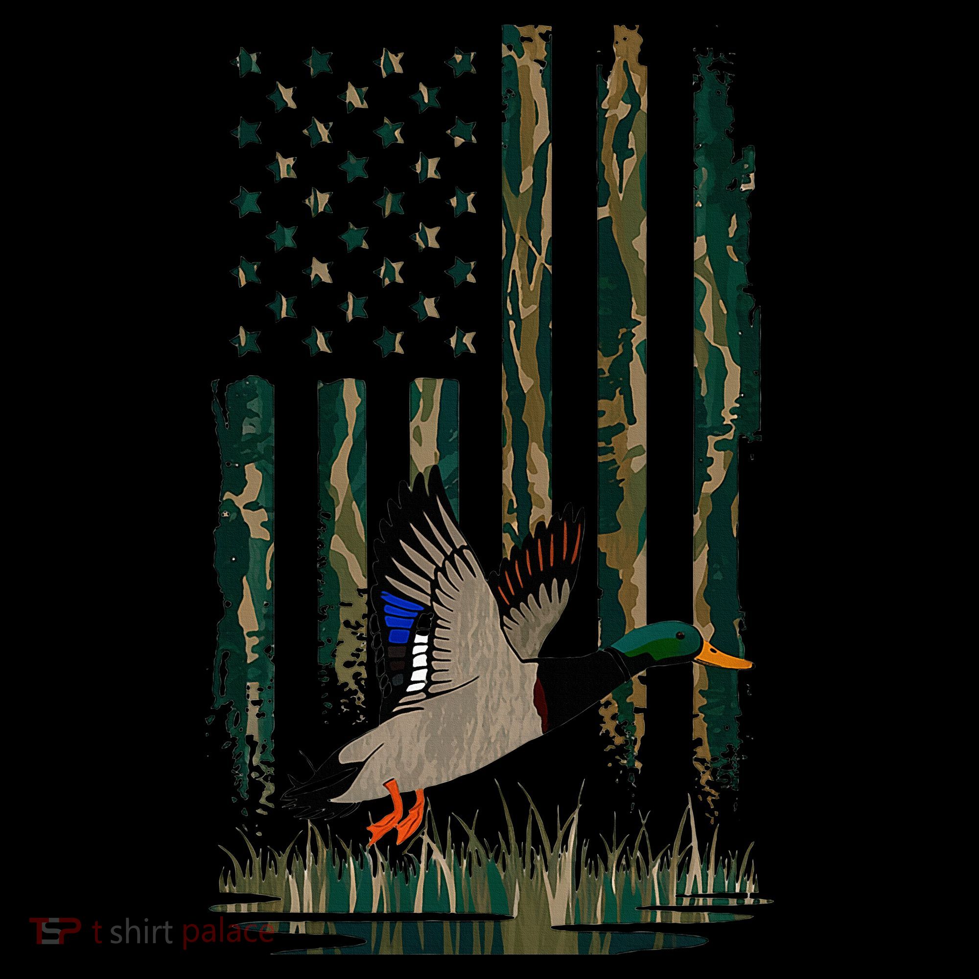 Duck Hunting Waterfowl Hunters Camo Flag Women's Hoodie