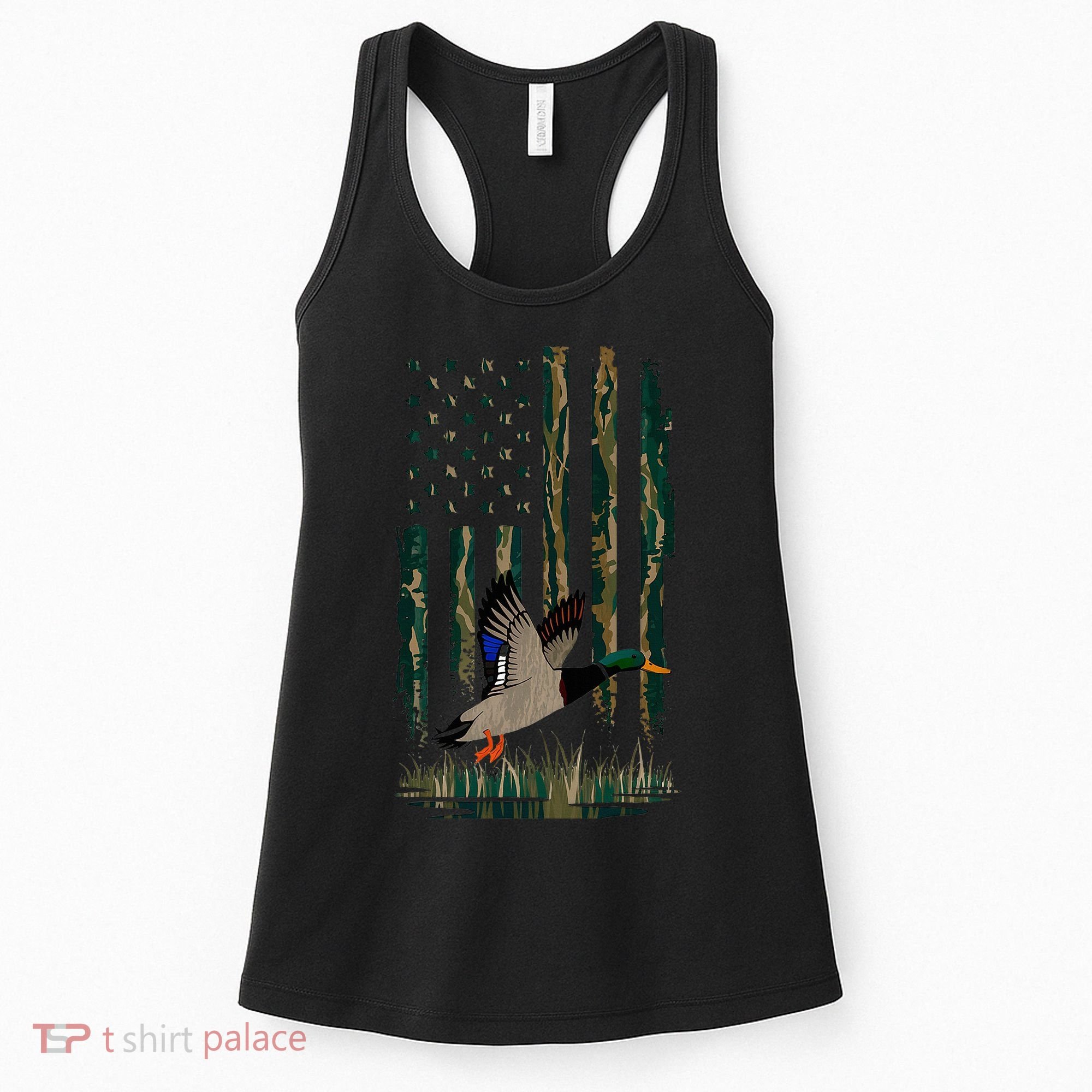 Duck Hunting Waterfowl Hunters Camo Flag Women's Tank Top