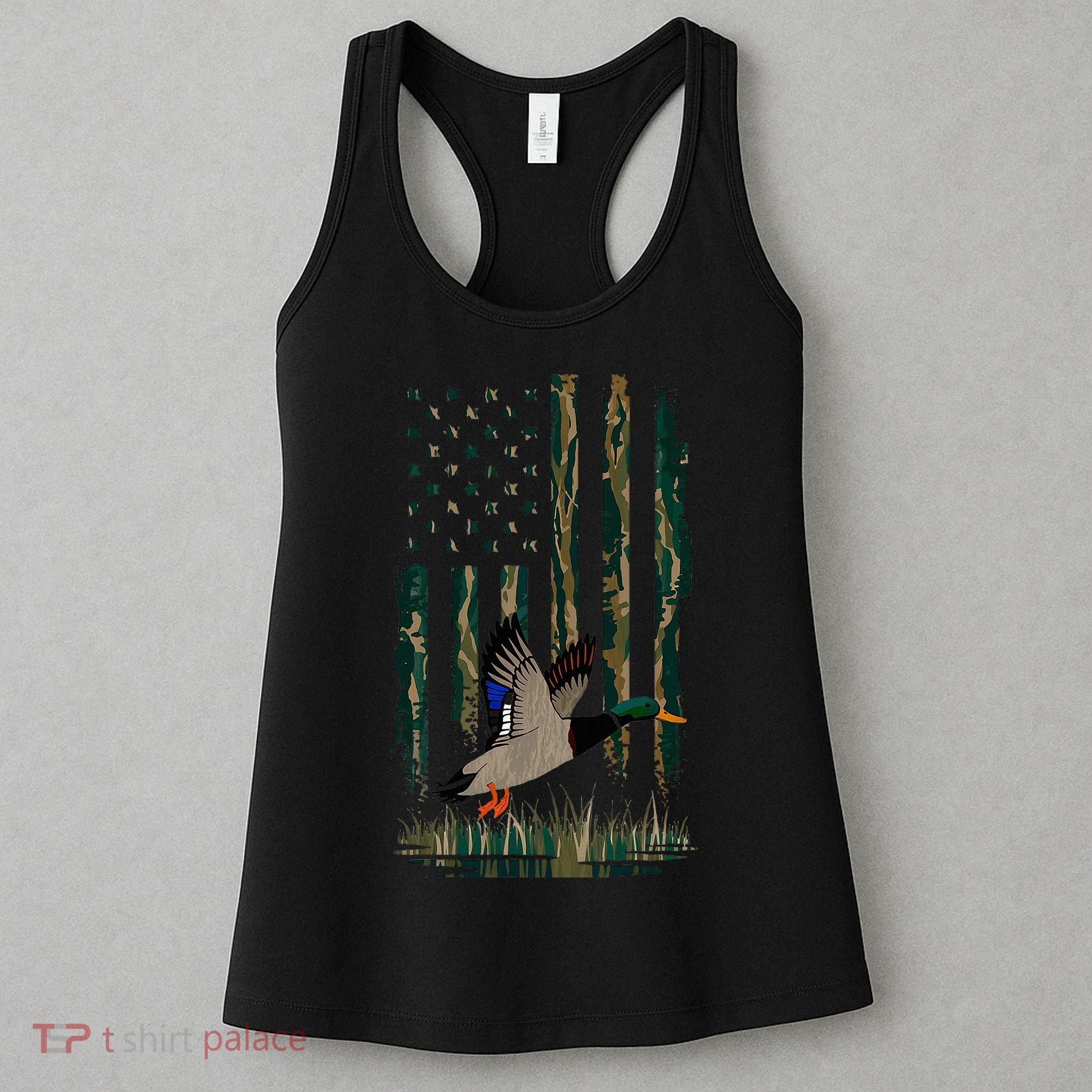 Duck Hunting Waterfowl Hunters Camo Flag Women's Tank Top