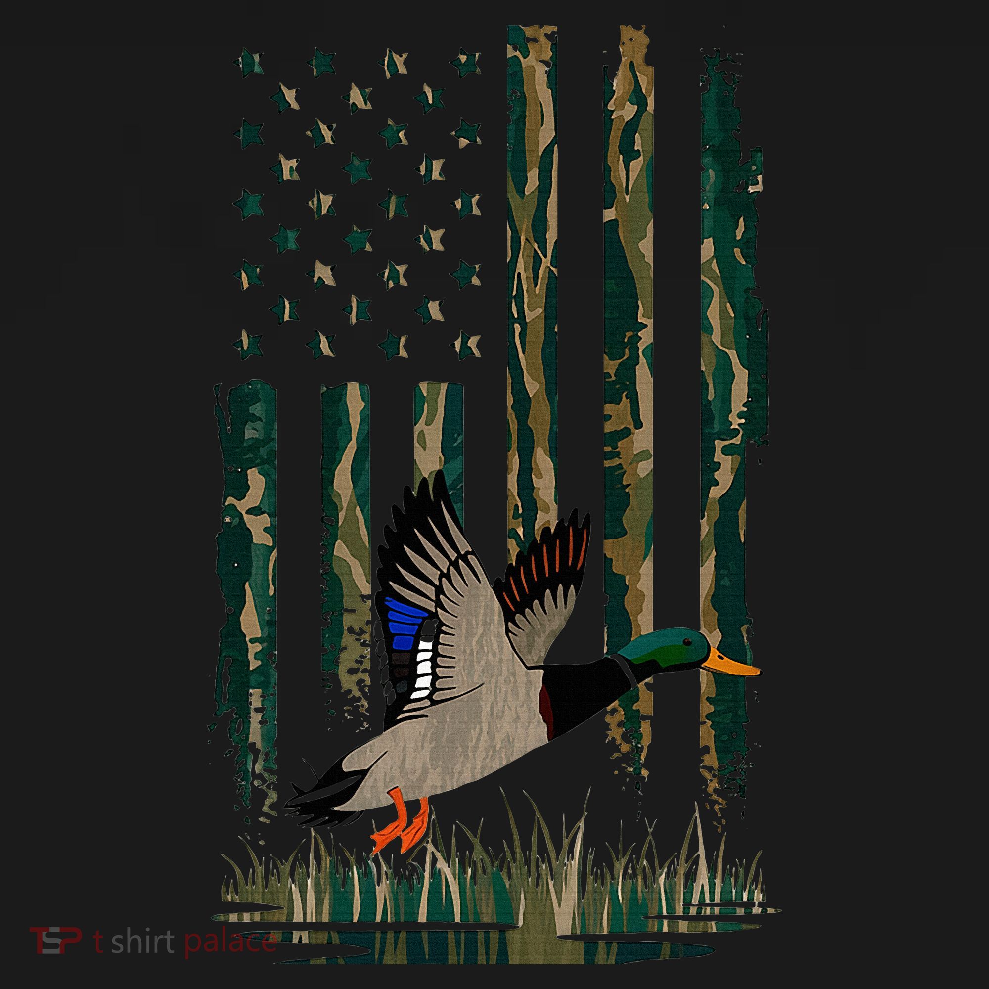 Duck Hunting Waterfowl Hunters Camo Flag Women's Tank Top