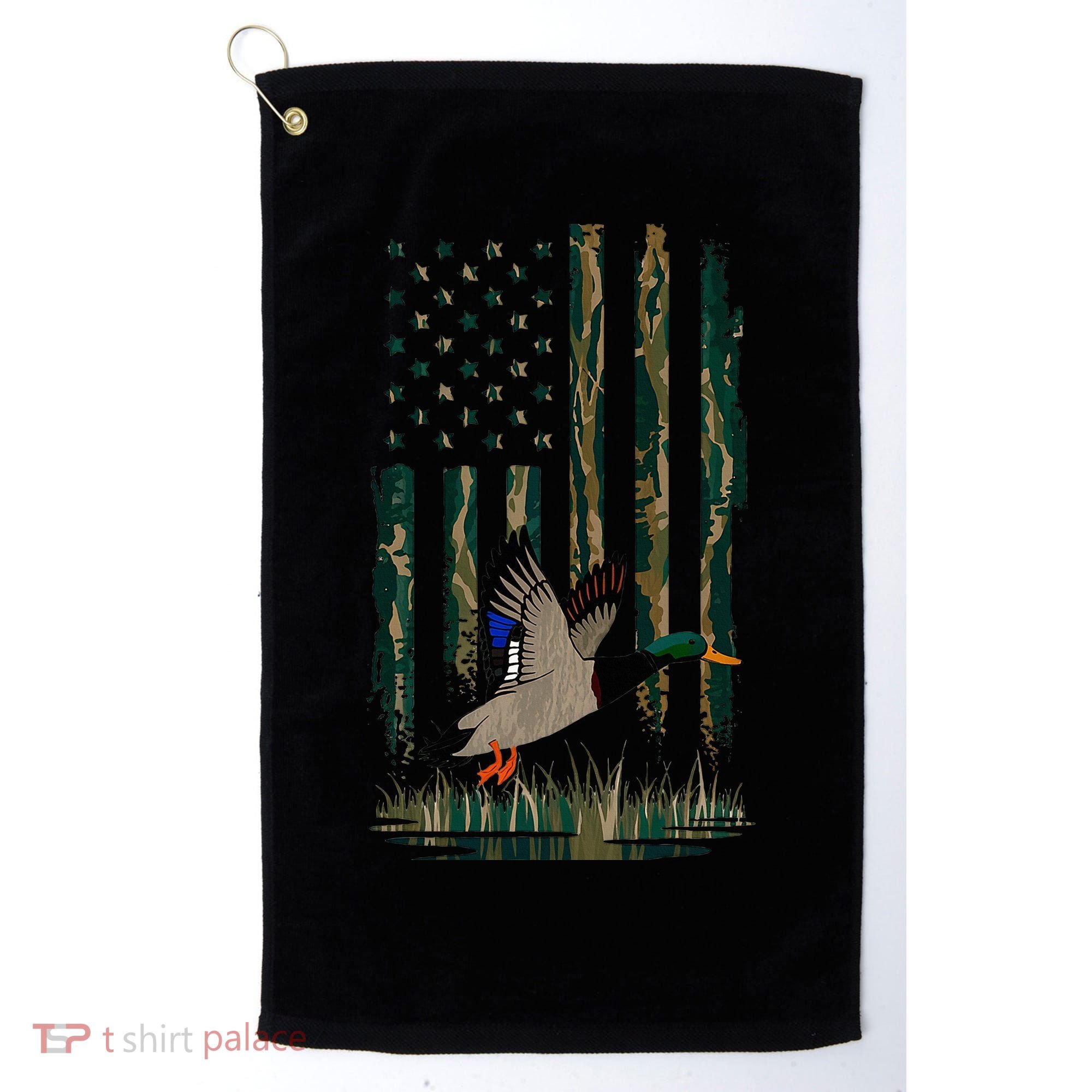 Duck Hunting Waterfowl Hunters Camo Flag Golf Towel