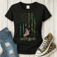 Duck Hunting Waterfowl Hunters Camo Flag Women's T-Shirt thumb 3