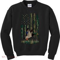 Duck Hunting Waterfowl Hunters Camo Flag Kids Sweatshirt thumb 0