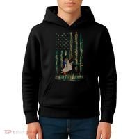 Duck Hunting Waterfowl Hunters Camo Flag Kids Hoodie thumb 4