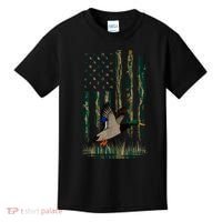 Duck Hunting Waterfowl Hunters Camo Flag Kids T-Shirt thumb 0