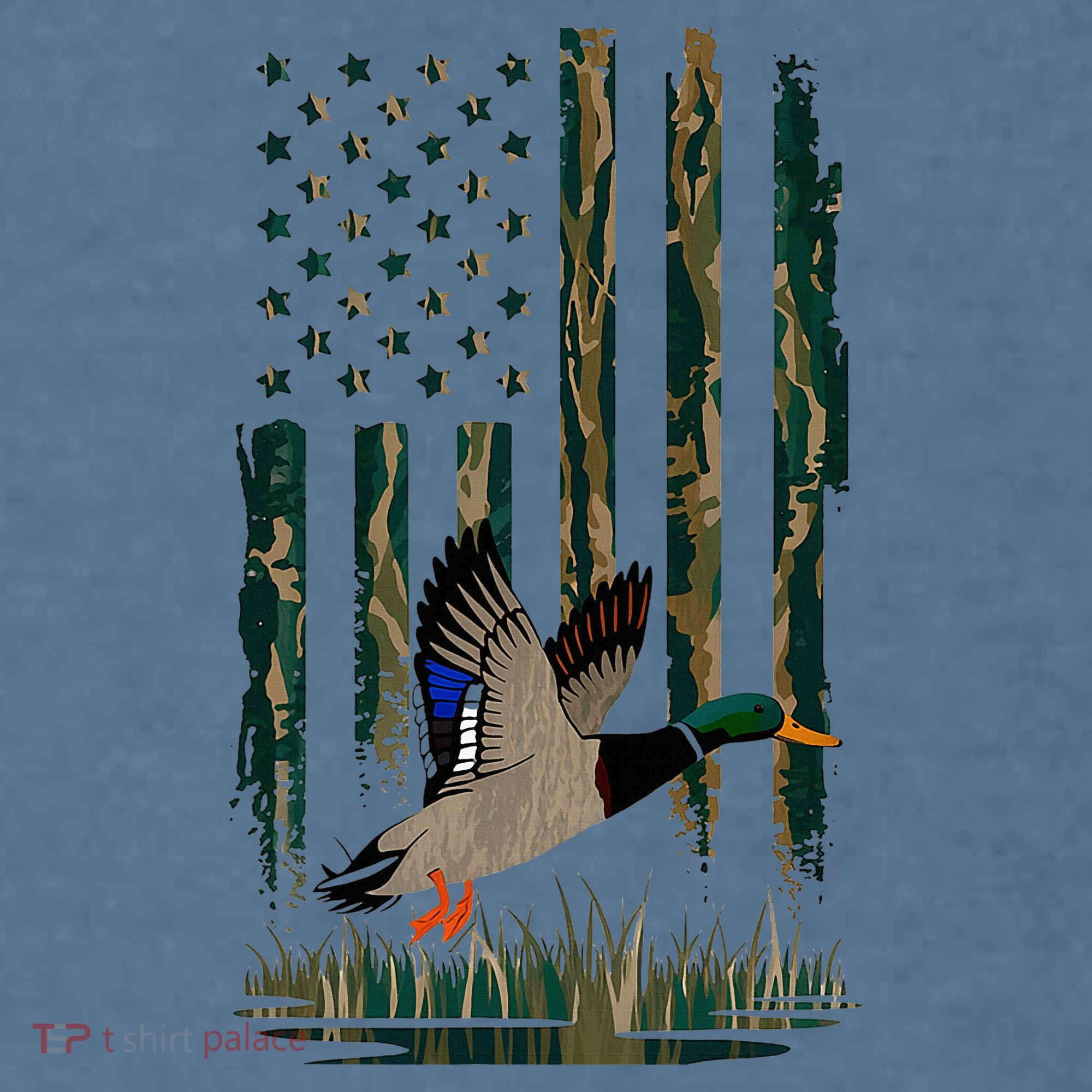 Duck Hunting Waterfowl Hunters Camo Flag Garment-Dyed Sweatshirt