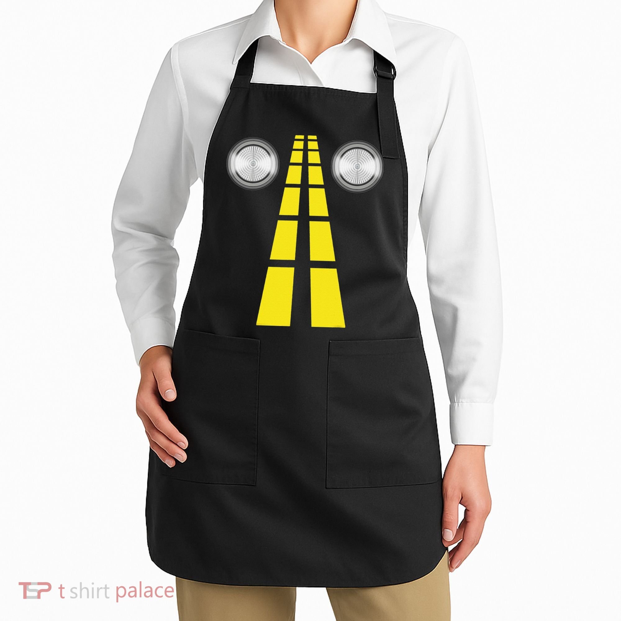 Deer Headlights With Road Markings Couples Costume Halloween Apron