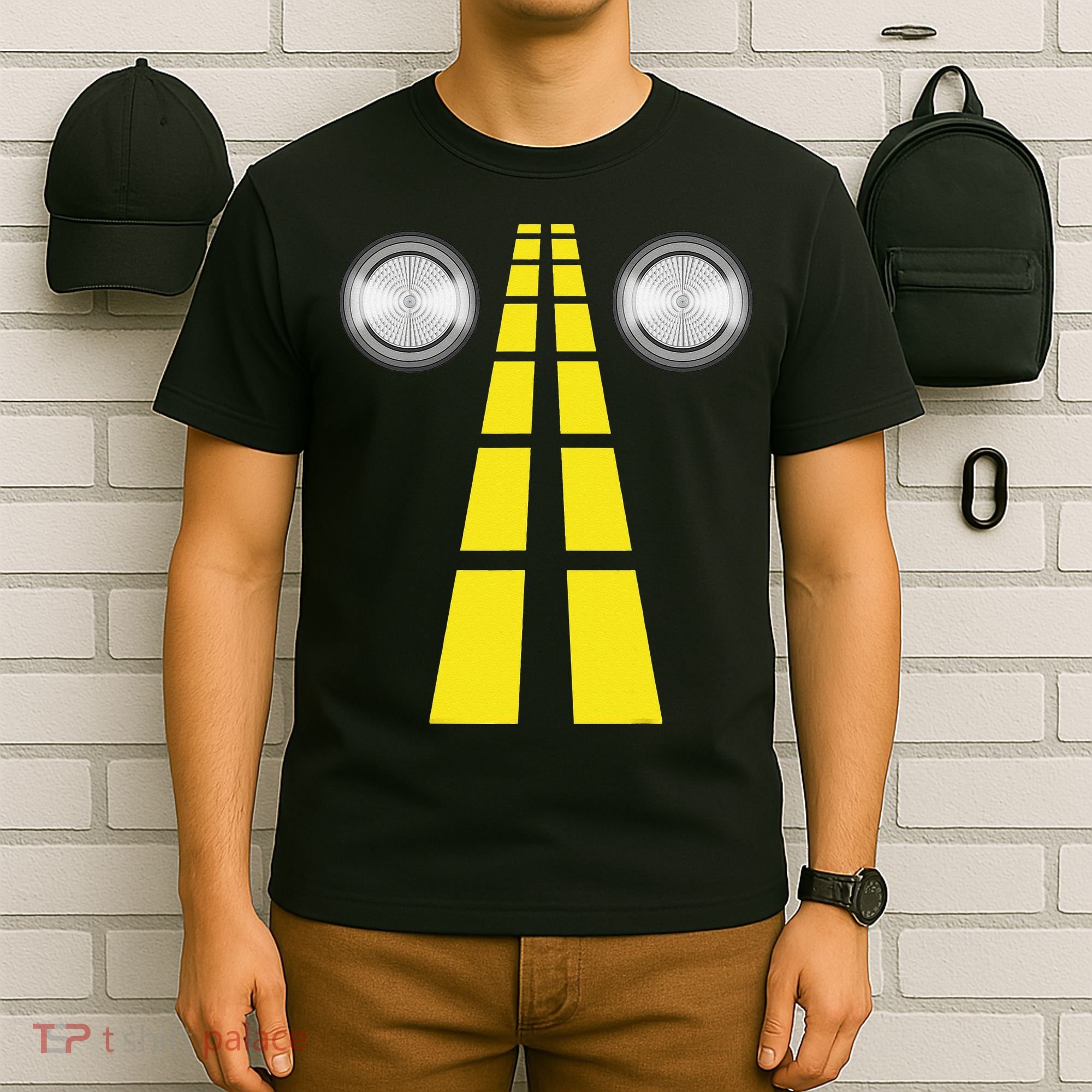 Deer Headlights With Road Markings Couples Costume Halloween T-Shirt