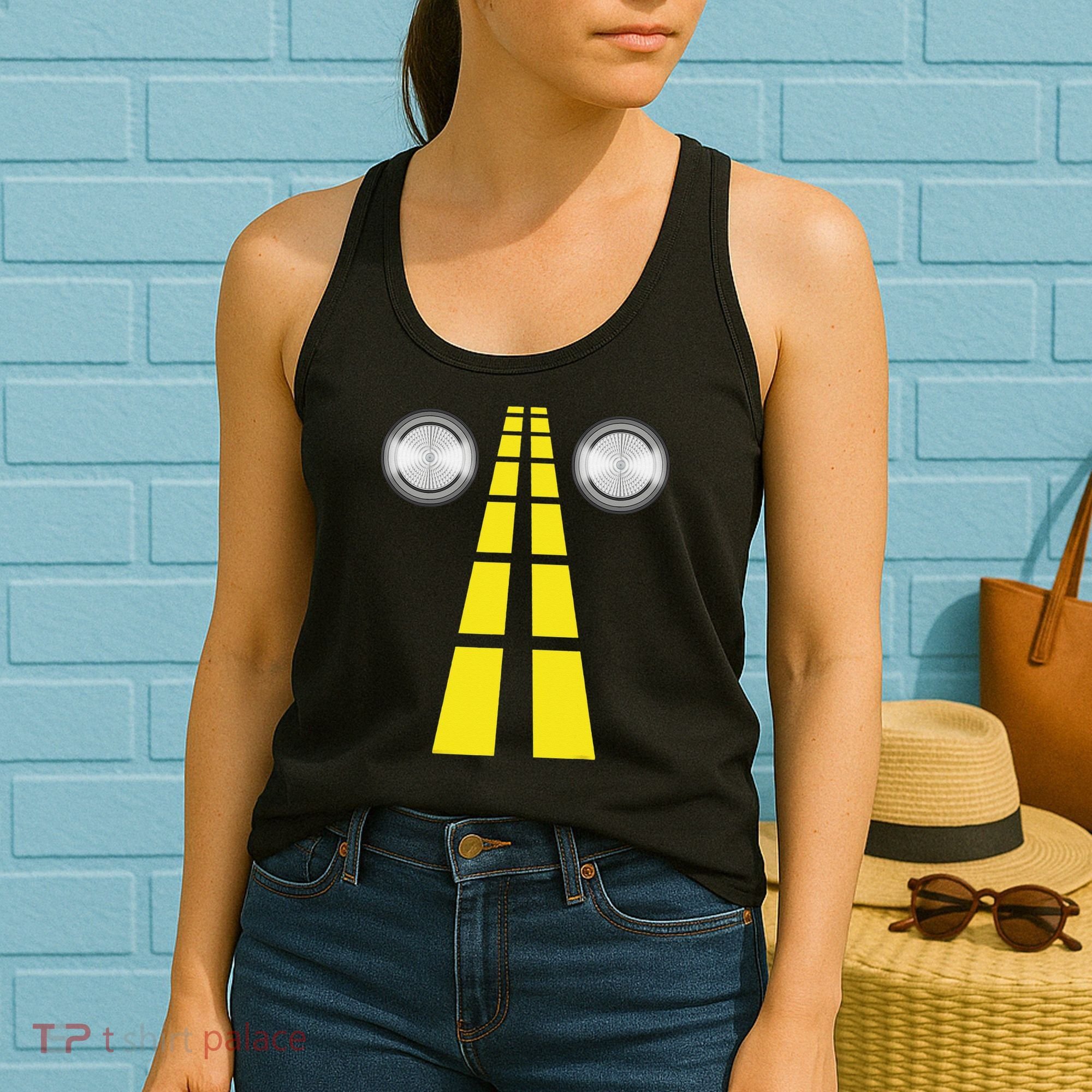 Deer Headlights With Road Markings Couples Costume Halloween Women's Tank Top
