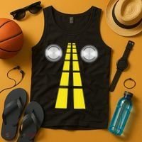 Deer Headlights With Road Markings Couples Costume Halloween Tank Top thumb 4
