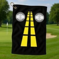 Deer Headlights With Road Markings Couples Costume Halloween Golf Towel thumb 1
