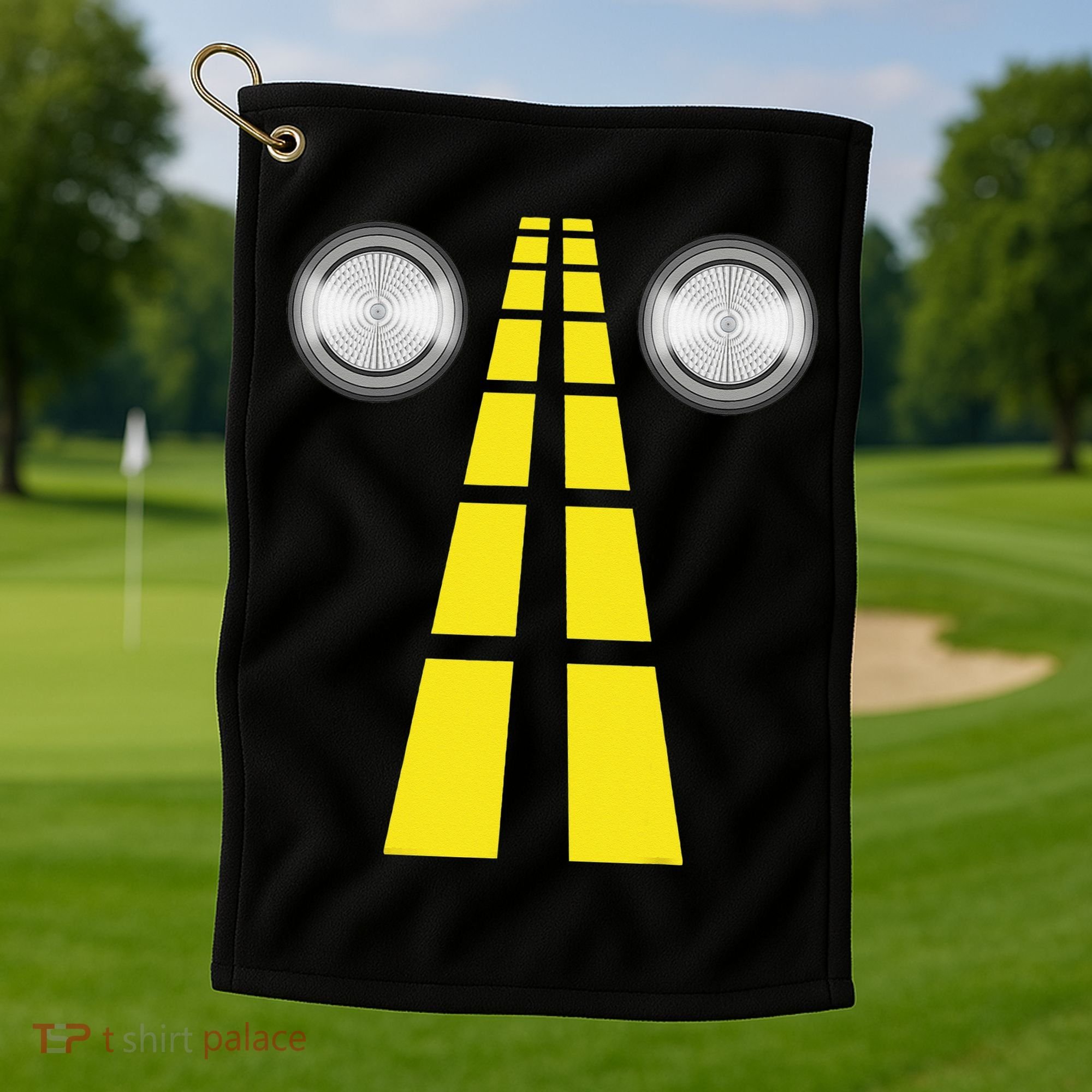 Deer Headlights With Road Markings Couples Costume Halloween Golf Towel