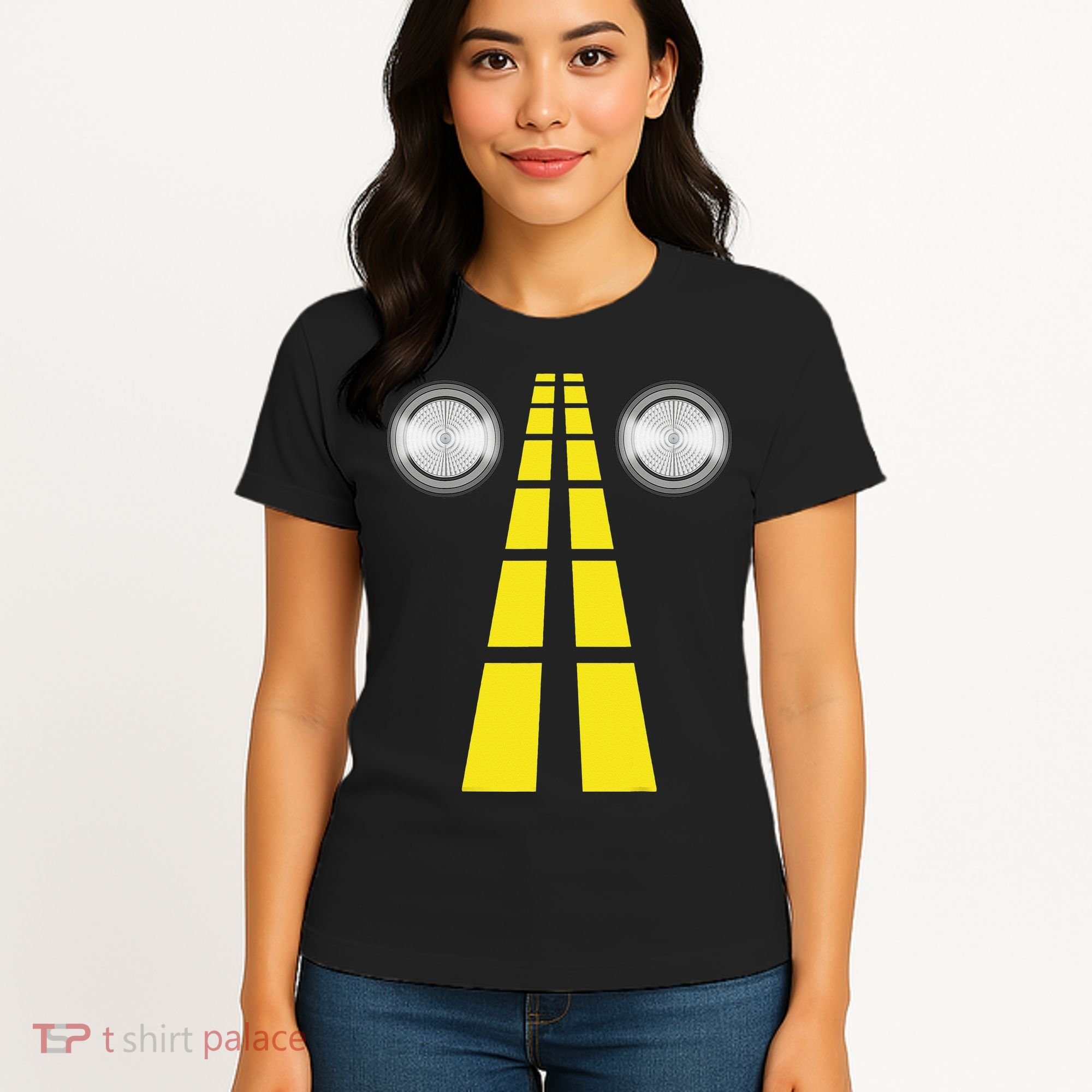 Deer Headlights With Road Markings Couples Costume Halloween Women's T-Shirt