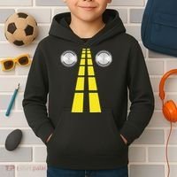 Deer Headlights With Road Markings Couples Costume Halloween Kids Hoodie thumb 2