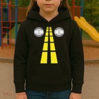 Deer Headlights With Road Markings Couples Costume Halloween Kids Hoodie thumb 3