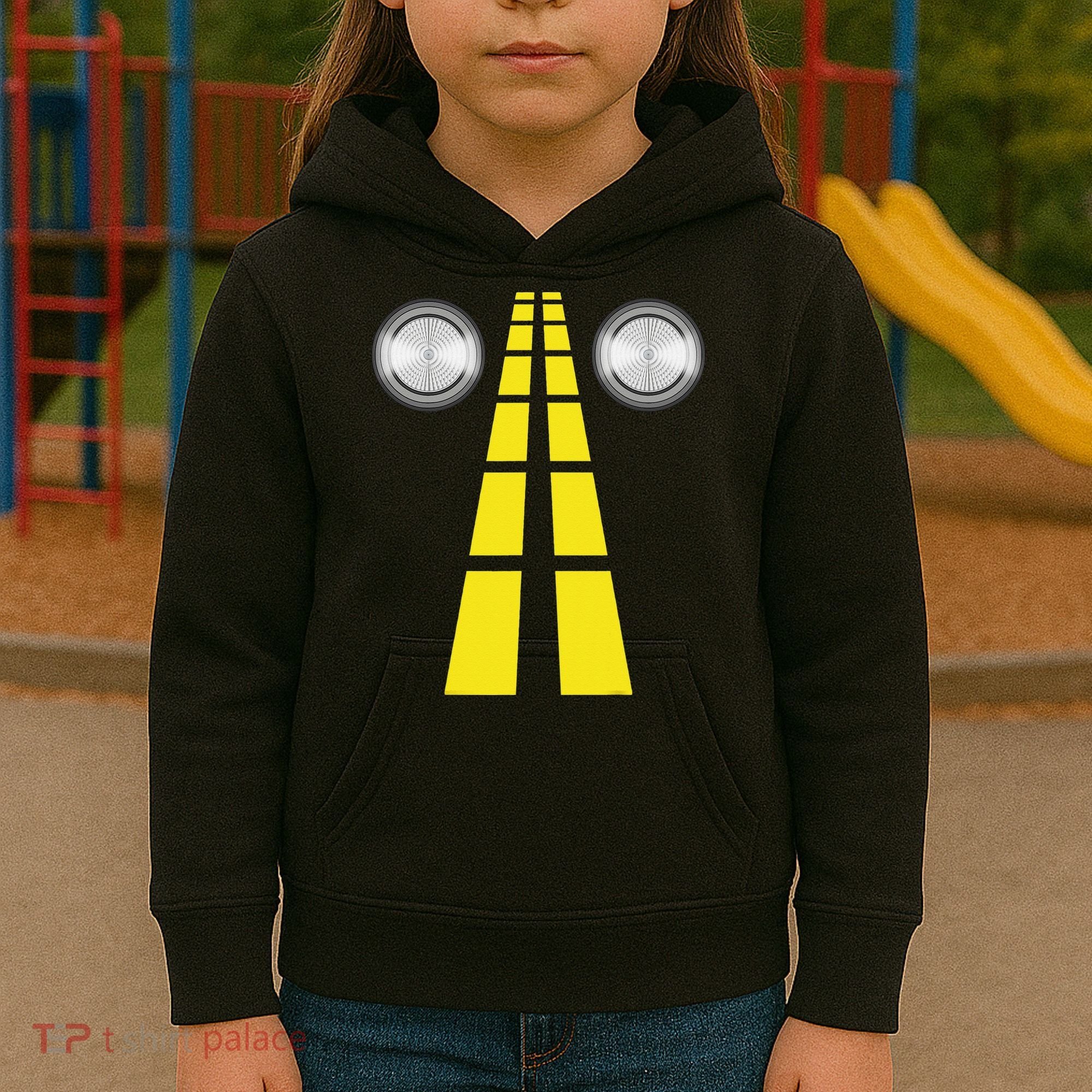 Deer Headlights With Road Markings Couples Costume Halloween Kids Hoodie