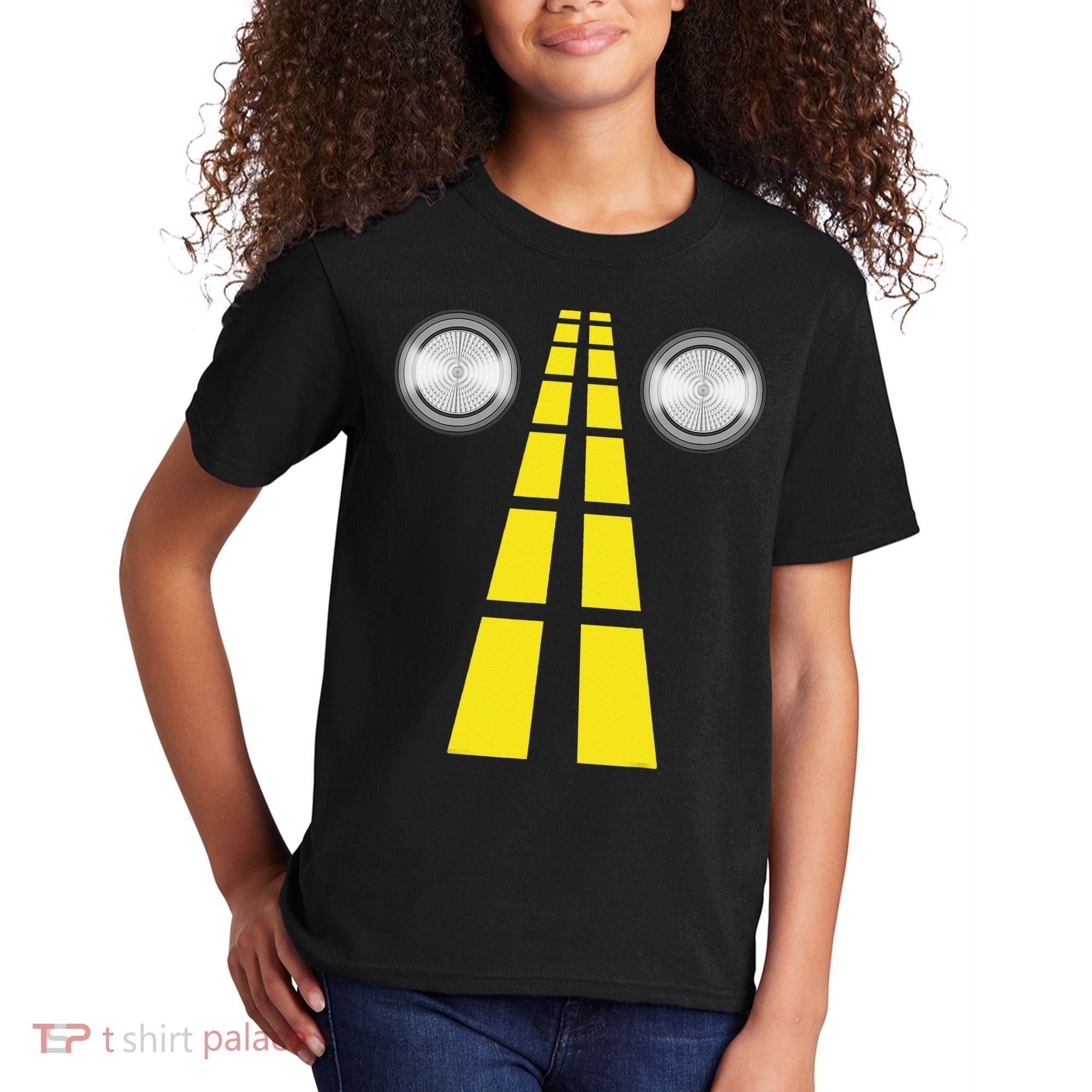 Deer Headlights With Road Markings Couples Costume Halloween Kids T-Shirt