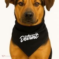 Detroit Hand Written Script Logo USA-Made Doggie Bandana thumb 1