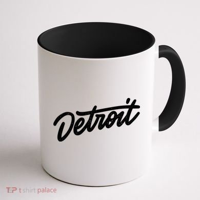 Detroit Hand Written Script Logo Coffee Mug back