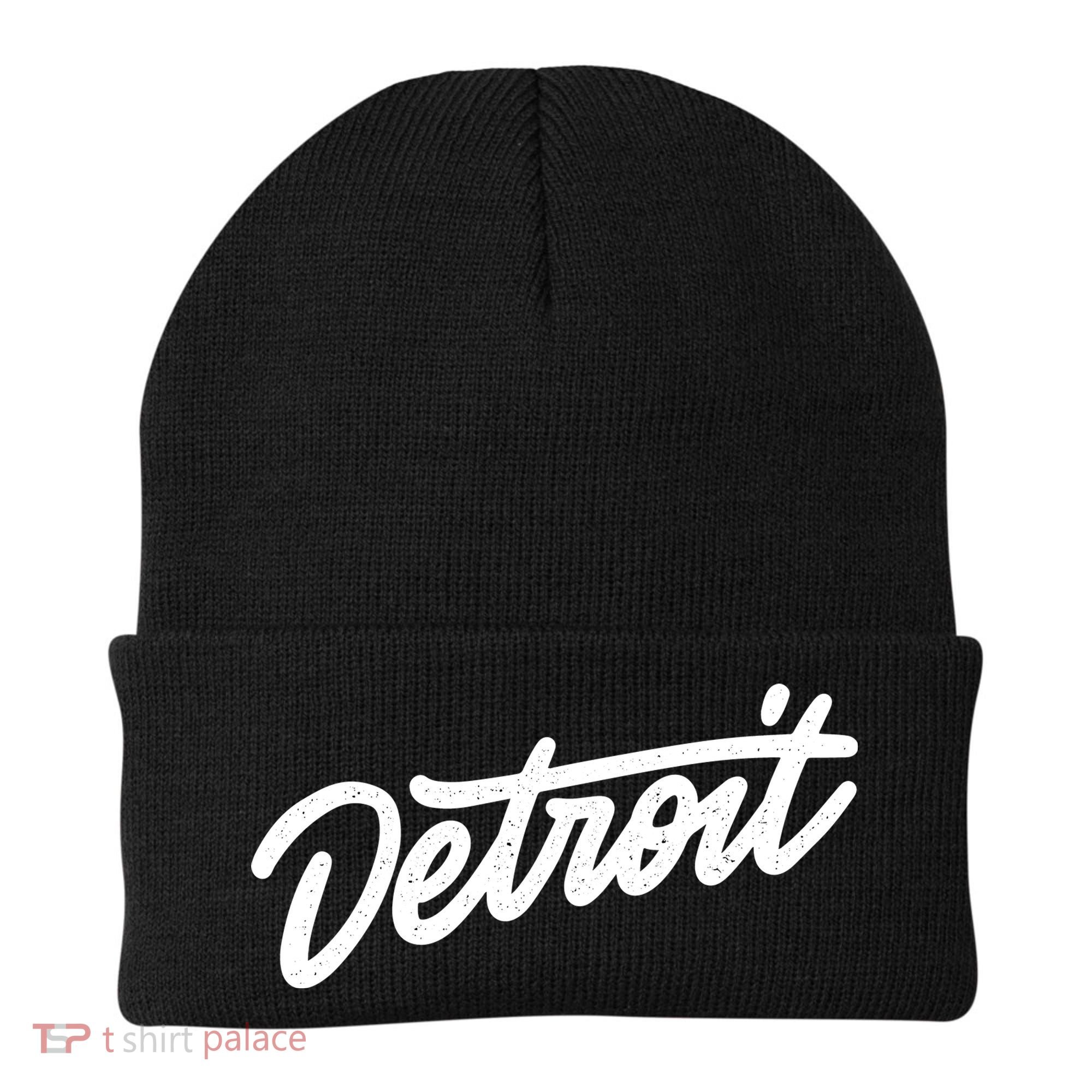 Detroit Hand Written Script Logo Beanie