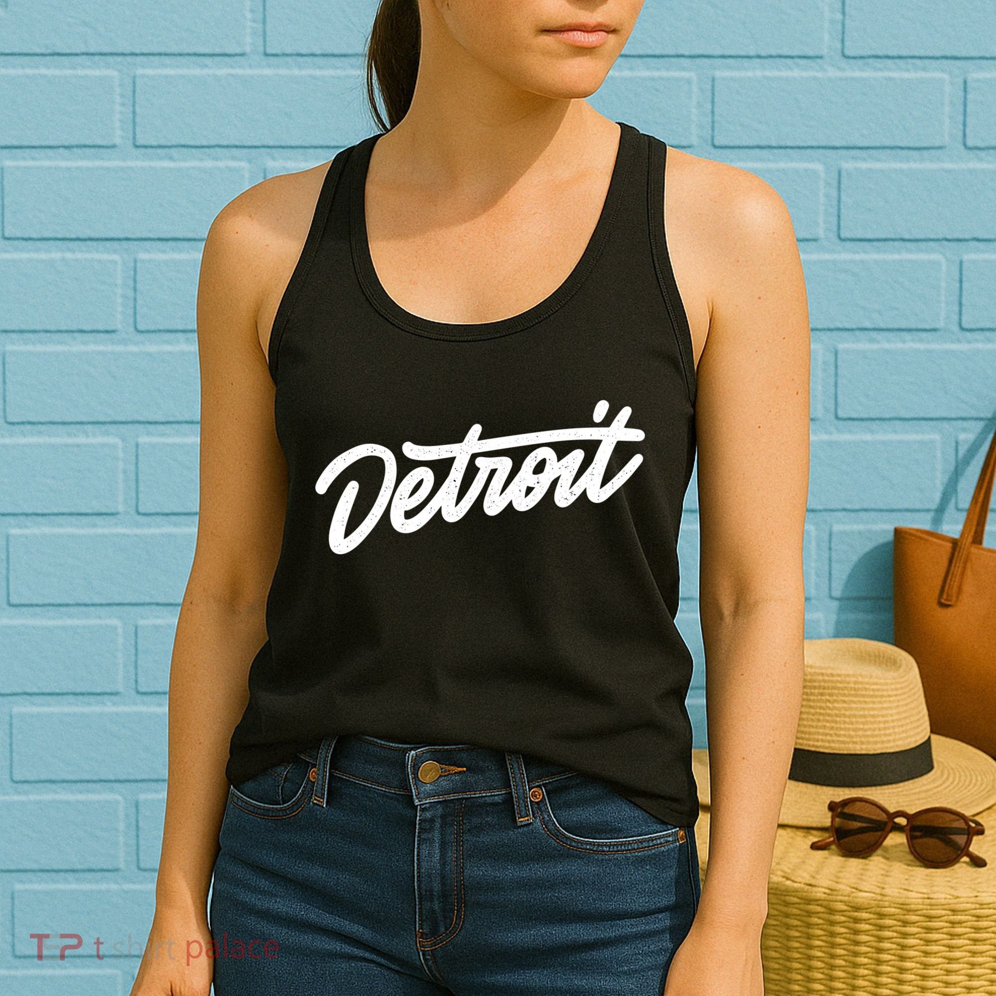 Detroit Hand Written Script Logo Women's Tank Top