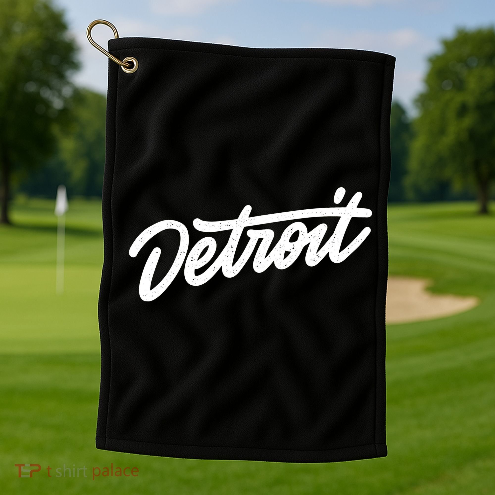 Detroit Hand Written Script Logo Golf Towel