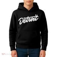Detroit Hand Written Script Logo Kids Hoodie thumb 4