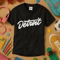 Detroit Hand Written Script Logo Kids T-Shirt thumb 3