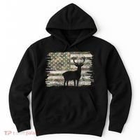 Deer Hunting Whitetail Camo American Us Flag Elk Buck Hoodie thumb 0