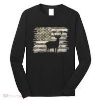 Deer Hunting Whitetail Camo American Us Flag Elk Buck Long Sleeve Shirt thumb 0