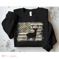 Deer Hunting Whitetail Camo American Us Flag Elk Buck Sweatshirt thumb 2
