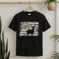 Deer Hunting Whitetail Camo American Us Flag Elk Buck T-Shirt thumb 2