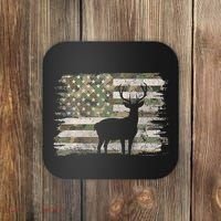Deer Hunting Whitetail Camo American Us Flag Elk Buck Coaster thumb 0