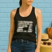 Deer Hunting Whitetail Camo American Us Flag Elk Buck Women's Tank Top thumb 2