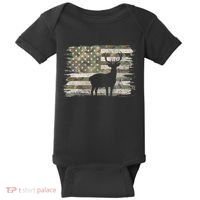 Deer Hunting Whitetail Camo American Us Flag Elk Buck Baby Bodysuit thumb 0