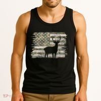 Deer Hunting Whitetail Camo American Us Flag Elk Buck Tank Top thumb 3