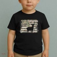 Deer Hunting Whitetail Camo American Us Flag Elk Buck Toddler T-Shirt thumb 2