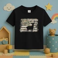 Deer Hunting Whitetail Camo American Us Flag Elk Buck Toddler T-Shirt thumb 3