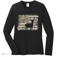 Deer Hunting Whitetail Camo American Us Flag Elk Buck Women's Long Sleeve Shirt thumb 0