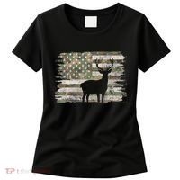 Deer Hunting Whitetail Camo American Us Flag Elk Buck Women's T-Shirt thumb 0