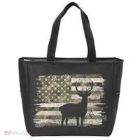 Deer Hunting Whitetail Camo American Us Flag Elk Buck Tote Bag thumb 0