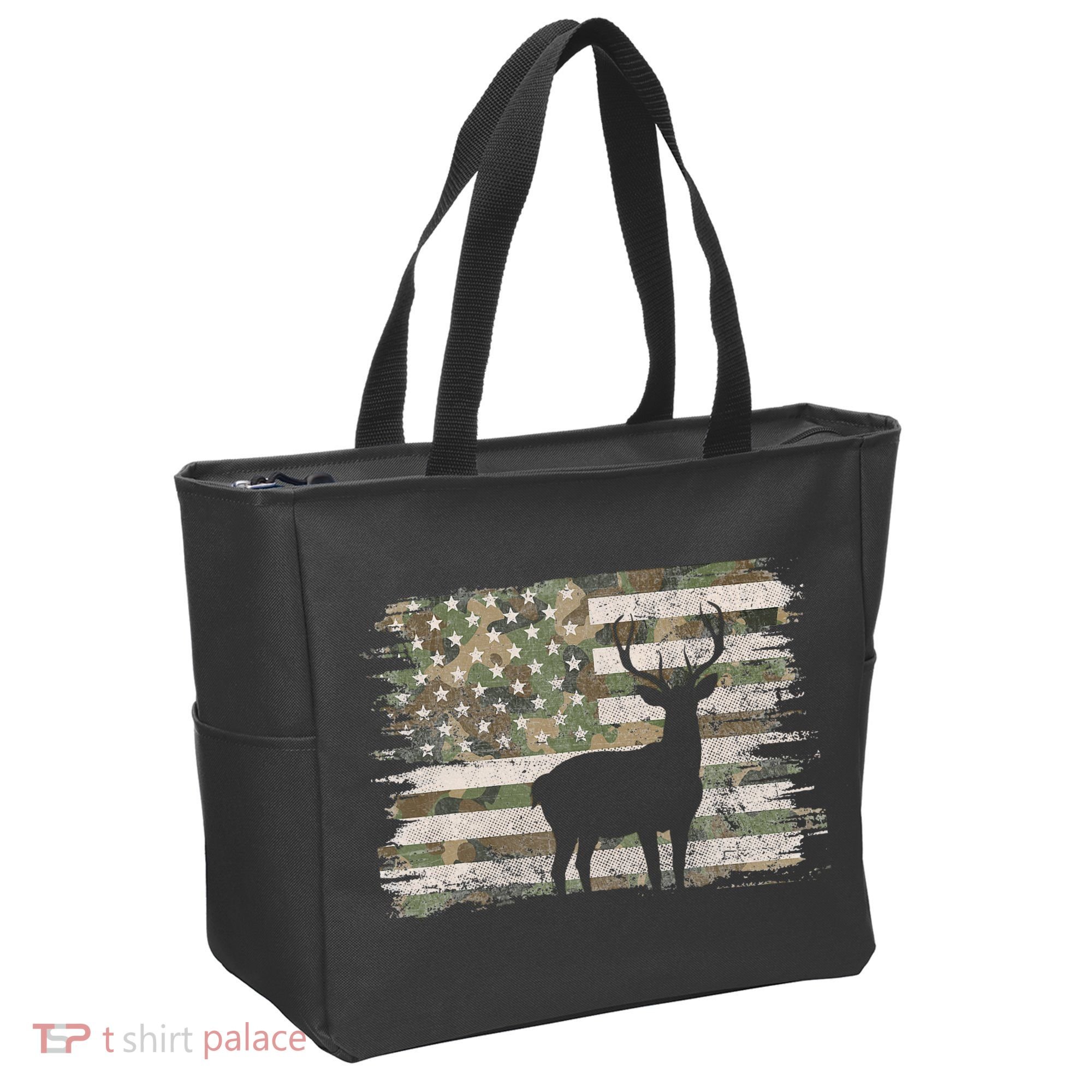 Deer Hunting Whitetail Camo American Us Flag Elk Buck Tote Bag