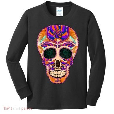 Dia de Muertos Mexican Skull Kids Long Sleeve Shirt