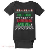 Diehard Is A Christmas Movie Funny Ugly Christmas Baby Bodysuit thumb 0