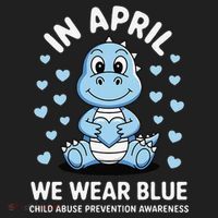 Dino In April We Wear Blue Child Abuse Prevention Awareness Beanie thumb 2