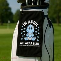 Dino In April We Wear Blue Child Abuse Prevention Awareness Golf Towel thumb 2