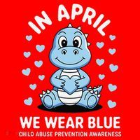 Dino In April We Wear Blue Child Abuse Prevention Awareness Santa Hat thumb 1